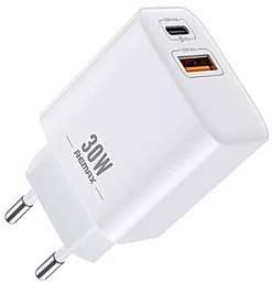 Сетевое зарядное устройство Remax RP-U82 30w PD USB-C/USB-A ports fast charger White