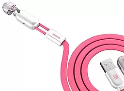 Кабель USB Remax Twins 2-in-1 USB to Lightning/micro USB cable pink (RC-025t) - миниатюра 2
