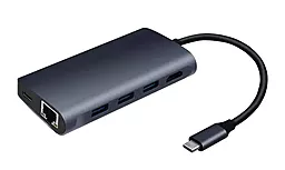 USB Type-C концентратор (хаб) мультипортовий Coteetci 8-in-1 HDMI + Reader + Network Card (MB1086)