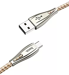Кабель USB Hoco U56 Metal Armor For USB Type-C Cable Gold - миниатюра 2