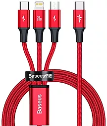 Кабель USB PD Baseus Rapid 20w 3.5a 1.5m 3-in-1 USB Type-C to Type-C/Lightning/micro USB cable red (CAMLT-SC09)