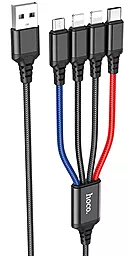 Кабель USB Hoco X76 Super 4-in-1 USB to Type-C/Type-C/Lightning/micro USB Cable Black Mix Color