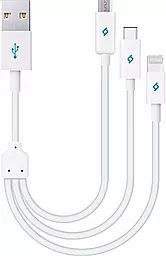 Кабель USB Ttec 2DK13 10w 2a 0.3m 3-in-1 USB to micro/Lightning/Type-C cable White