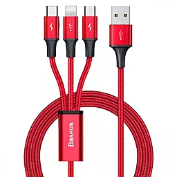 USB Кабель Baseus Rapid 3.5A 3-in-1 USB to Type-C/Lightning/micro USB сable red (CAJS000009)