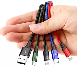 Кабель USB Baseus Fast 3.5A 4-in-1 USB to Type-C/Lightning/Lightning/micro USB cable black (CA1T4-A01) - миниатюра 2