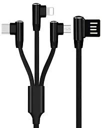 Кабель USB XoKo 3-in-1 USB to Type-C/Lightning/micro USB Cable black (SC-340-BK)