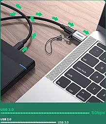 Адаптер-переходник Ugreen US276 M-F USB 3.0 -> USB Type-C 3.1 Gray - миниатюра 7
