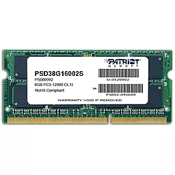 Оперативна пам'ять для ноутбука Patriot SoDIMM 8GB 1600 MHz (PSD38G16002S)