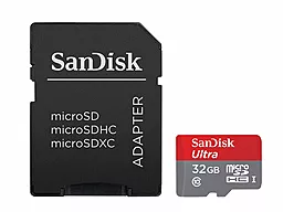 Карта пам'яті SanDisk 32GB microSDHC Ultra Class 10 UHS-I + SD-адаптер (SDSQUNC-032G-GN6MA)