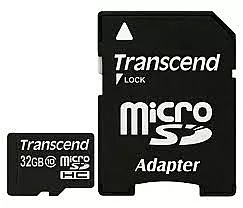 Карта памяти Transcend microSDHC 32GB Class 10 + SD-адаптер (TS32GUSDHC10)