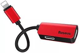 Аудио-перехідник з додатковим живленням Baseus Lightning (M) to 2xLightning (F) Adapter Red (L37)