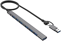 USB Type-C + USB-A хаб XoKo XK-AC-700m-SL 7-in-1 gray