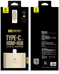 Мультипортовий Type-C хаб Baseus Sharp Series USB-C -> HDMI/USB 3.0/Type-C Luxury Gold (CAAPMCBK-HHM0V) - мініатюра 6