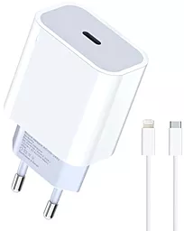 Сетевое зарядное устройство Grand CH-770L 20w PD/QC3.0 USB-C ports charger + USB-C to Lightning cable white