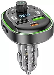 Автомобільний зарядний пристрій з FM трансмітером Borofone BC47 30W PD/QC 2xUSB-A-1xUSB-C Gray