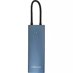 Мультипортовый USB Type-C хаб HiSmart 8-in-1 blue (CA914357) - миниатюра 3