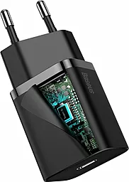 Мережевий зарядний пристрій з швидкою зарядкою Baseus Super Silicone 20w PD USB-C home charger black (CCSUP-B01) - мініатюра 2