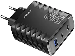 Сетевое зарядное устройство Proove Speed Surge 65w GaN PD/QC 2xUSB-C/USB-A ports home charger black (WCSS60120001) - миниатюра 2
