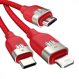 Кабель USB Baseus Chinese Zodiac 3.5A 1.2M 3-in-1 USB to micro/Lightning/Type-C cable Red (CASX060009) - миниатюра 4