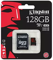 Карта памяти Kingston microSDXC 128GB Class 10 UHS-I U3 + SD-адаптер (SDCA3/128GB)
