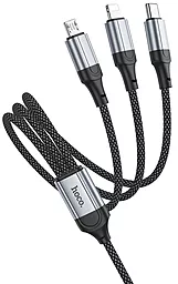 Кабель USB Hoco X102 12w 2.4a Fresh 3-in-1 USB Type-C to Type-C/Lightning/micro cable black - миниатюра 3