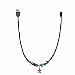Кабель USB WK Pandora Cross Medal 2.4A 0.5M Lightning Cable Black (WDC-016-CR) - миниатюра 2