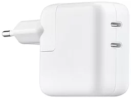 Сетевое зарядное устройство с быстрой зарядкой Apple 35W Dual USB-C Port Power Adapter HQ Copy white