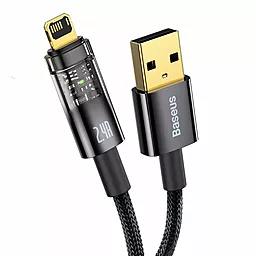 Кабель USB Baseus Explorer Series Intelligent Power-Off 2.4A 2M Lightning Cable  Black (CATS000501) - миниатюра 2