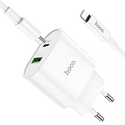 Сетевое зарядное устройство Hoco C95A Lineal PD20W+QC3.0 + USB Type-C - Lightning Cable White - миниатюра 4