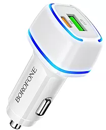 Автомобильное зарядное устройство с быстрой зарядкой Borofone BZ14A 20w QC/PD USB-C/USB-A ports car charger white