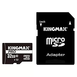 Карта памяти Kingmax microSDHC 32GB Pro Class 10 UHS-1 U1 + SD-адаптер (KM32GMCSDUHSP1A)