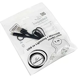 Кабель USB Cablexpert 2-in-1 USB Lightning/micro USB Cable Black (CC-USB2-AMLM2-1M) - миниатюра 2