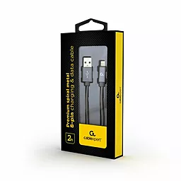 Кабель USB Cablexpert Premium 2m 2.1a Lightning Cable Grey (CC-USB2S-AMLM-2M-BG) - миниатюра 2
