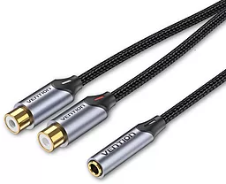 Аудіо кабель Vention Aux mini Jack 3.5 mm - 2хRCA F/F Cable 0.3 м black (BCOBY)
