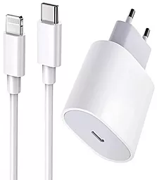 Сетевое зарядное устройство с быстрой зарядкой Apple 25W USB-C Power Adapter + USB-C to Lightning cable HQ Copy white - миниатюра 2