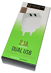 Сетевое зарядное устройство Grand GH-C01 2.1a 2xUSB-A ports charger + USB-C cable white - миниатюра 2