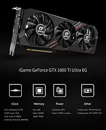 Видеокарта Colorful iGame GeForce GTX 1660Ti Ultra 6GB (IGAME GTX 1660 TI ULTRA 6G-V) - миниатюра 6