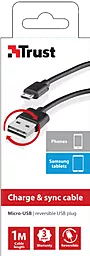 Кабель USB Trust Reversible micro USB Charge & Sync 1m cable Black - миниатюра 2