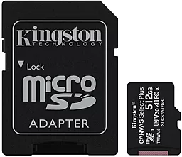 Карта памяти Kingston microSDXC 512GB Canvas Select Plus Class 10 UHS-I U3 V30 A1 + SD-адаптер (SDCS2/512GB)