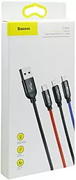 Кабель USB Baseus Three Primary Colors 18w 3.5a 3-in-1 USB to Type-C/Lightning/micro USB Cable black (CAMLT-BSY01) - миниатюра 4