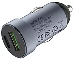 Автомобильное зарядное устройство Momax 20w USB-C/USB-A ports fast charger grey (UC12) - миниатюра 2