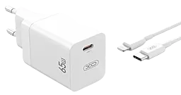 Сетевое зарядное устройство XO CE10 65w USB-C PD/QC + USB-C to lightning cable white - миниатюра 5