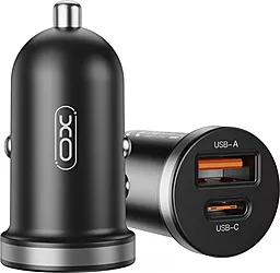 Автомобильное зарядное устройство XO CC56 30w PD/QC USB-C/USB-A ports + USB-C cable car charger black - миниатюра 2