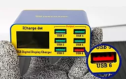 Сетевое зарядное устройство MECHANIC iCharge 6M 40W QC 6xUSB-A Blue/Yellow - миниатюра 4