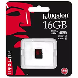Карта памяти Kingston microSDHC 16GB Class 10 UHS-I U3 (SDCA3/16GBSP) - миниатюра 2