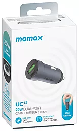 Автомобильное зарядное устройство Momax 20w USB-C/USB-A ports fast charger grey (UC12) - миниатюра 4