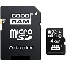 Карта памяти GooDRam microSDHC 4GB Class 4 + SD-адаптер (M40A-0040R11)