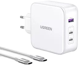 Мережевий зарядний пристрій Ugreen CD289 140W 2xUSB-C-A GaN Fast Charger + USB-C Cable White (15339)