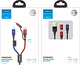 Кабель USB Joyroom S-M376 3-in-1 USB to Type-C/Lightning/micro USB cable black/blue/red - миниатюра 2