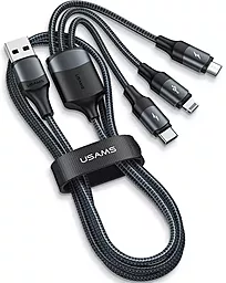 Кабель USB Usams U73 15w 3a 3-in-1 USB to Type-C/Lightning/micro USB Cable black - миниатюра 2